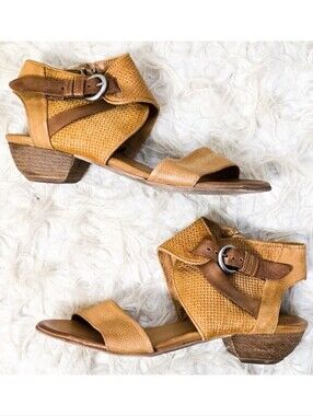 Miz Mooz Cheerful Leather Sandals Buckle Tan Boho Festival Brown Shoes Hippie